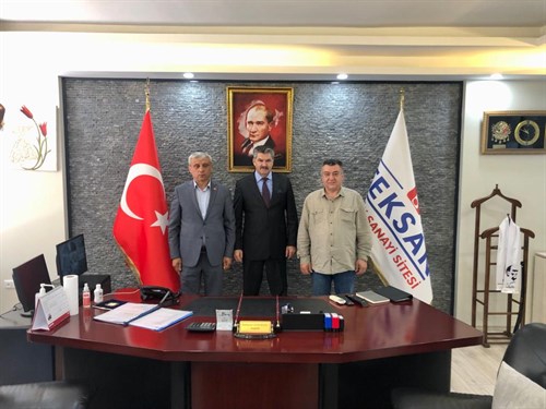 Kaymakamımız Ömer ULU, Teksan Yönetim Kurulu Başkanı Ramazan Karamanlı ve Fatih Özdilek’i Ziyaret Etti.